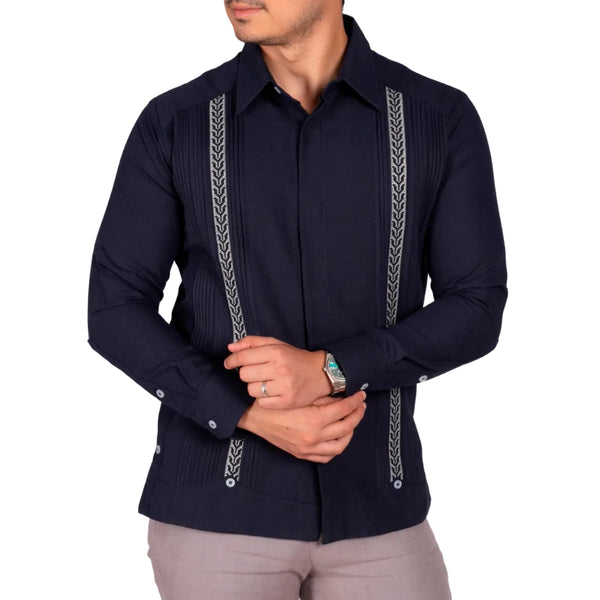 Guayabera Yucateca Con Bordado En Punto De Cruz Mod Colotmul