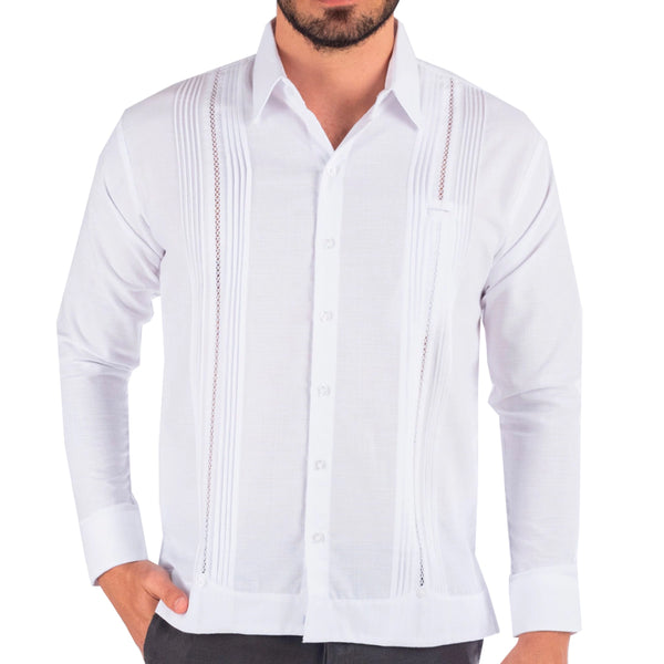 Guayabera De Lino Modelo Celestún con picueta