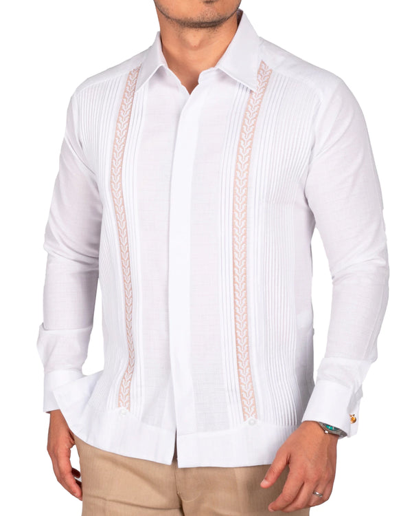 Guayabera Yucateca Con Bordado En Punto De Cruz Mod Colotmul
