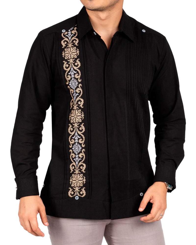 Guayabera Hombre Yucateca Con Bordado Artesanal Mod Sanahcat