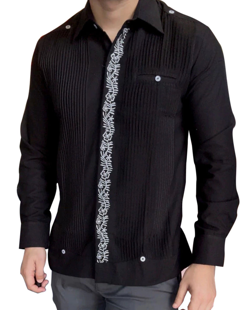 Embroidered Yucatecan Guayabera, Ticul Model