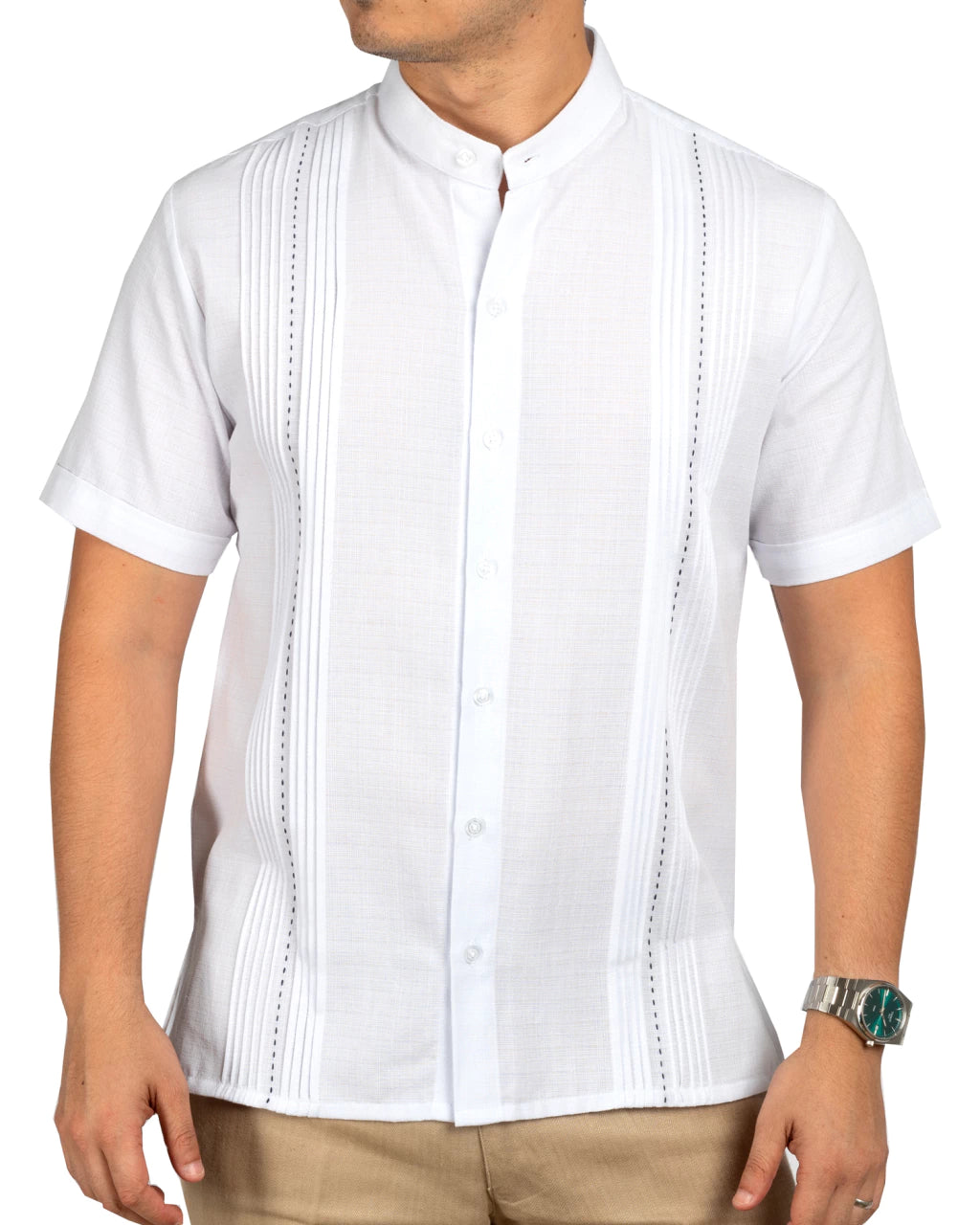 Camisa Guayabera en lino Yucateca En Cuello Mao Modelo Chapap