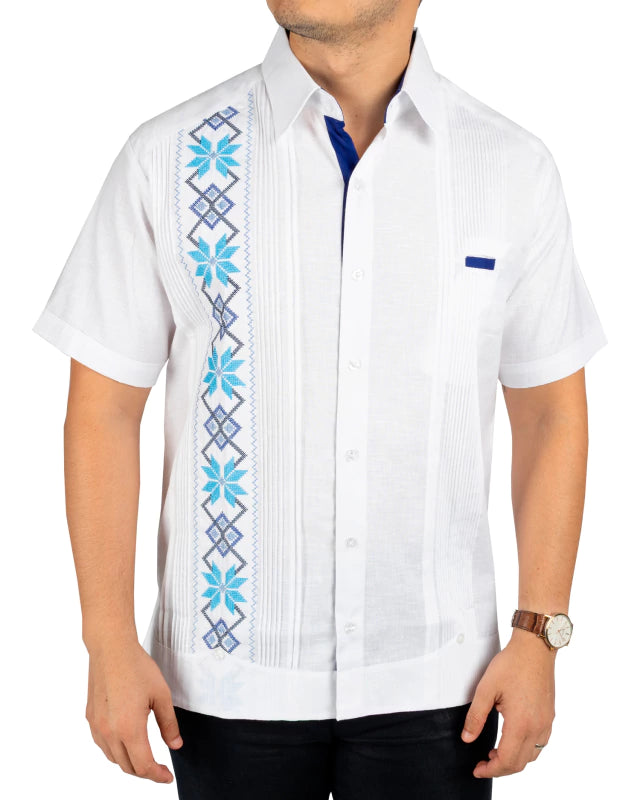 Guayabera Yucateca Bordada En Manga Corta Mod. Izamal