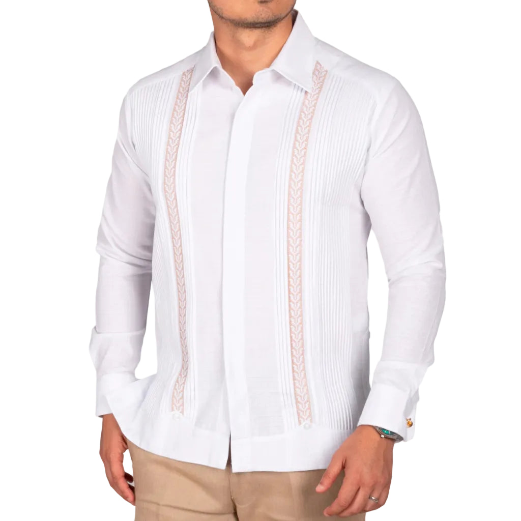 Guayabera Yucateca Con Bordado En Punto De Cruz Mod Colotmul