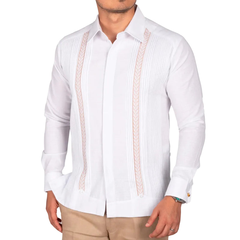 Guayabera Yucateca Con Bordado En Punto De Cruz Mod Colotmul