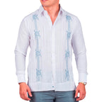 Yucatan Guayabera with Hand-Embroidered Dzan Design