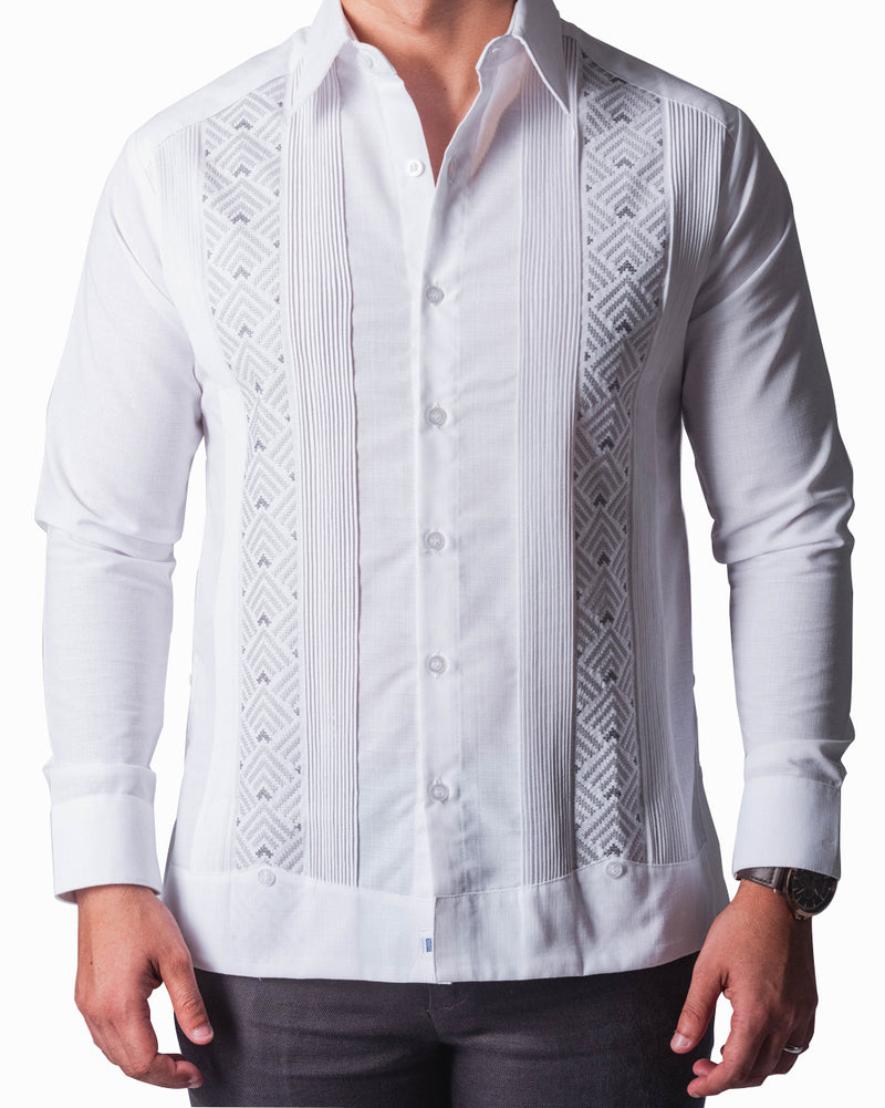 Guayabera Bordada En Punto De Cruz Mod Opichén