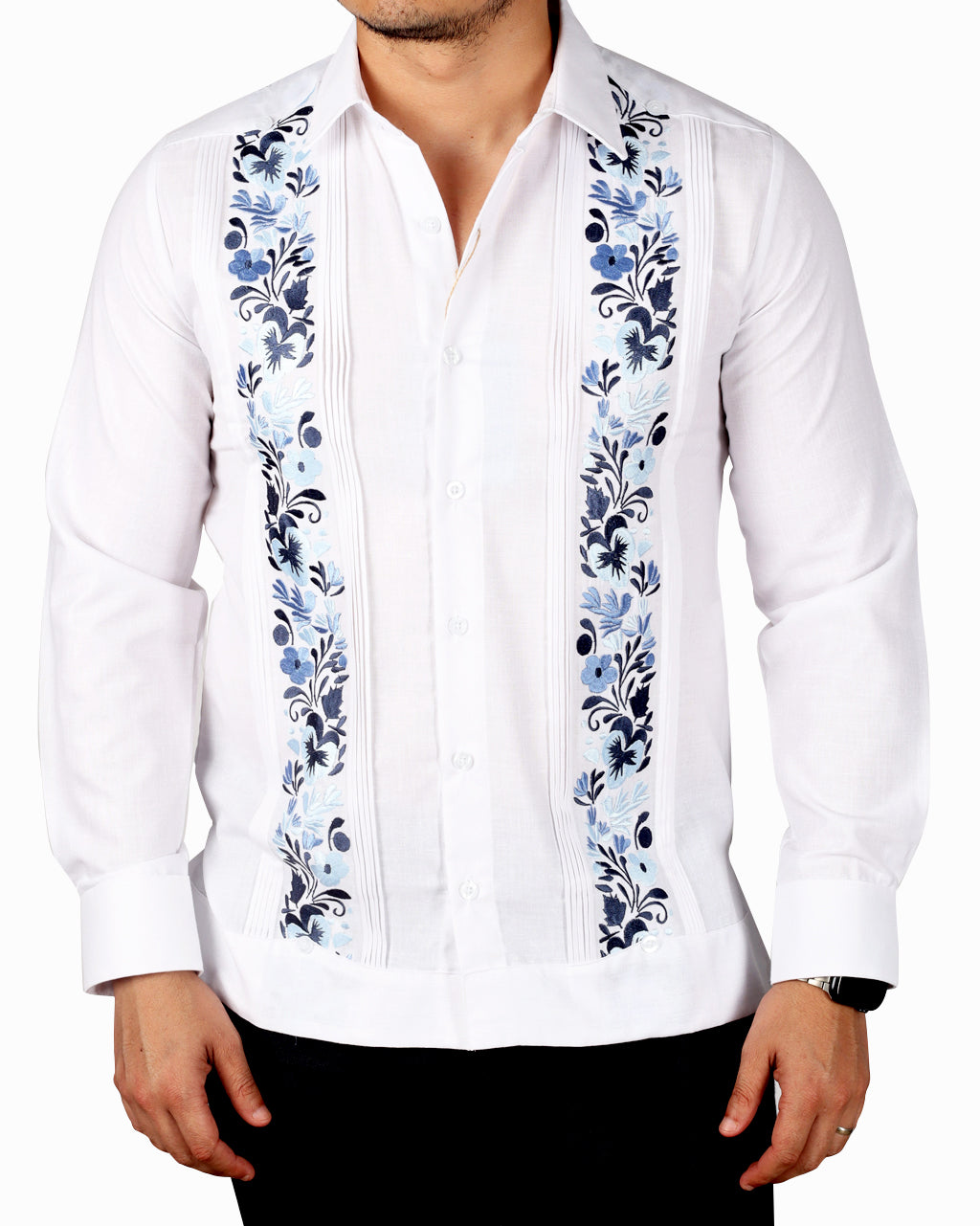 Yucatecan Guayabera with double embroidery Hummingbird Model