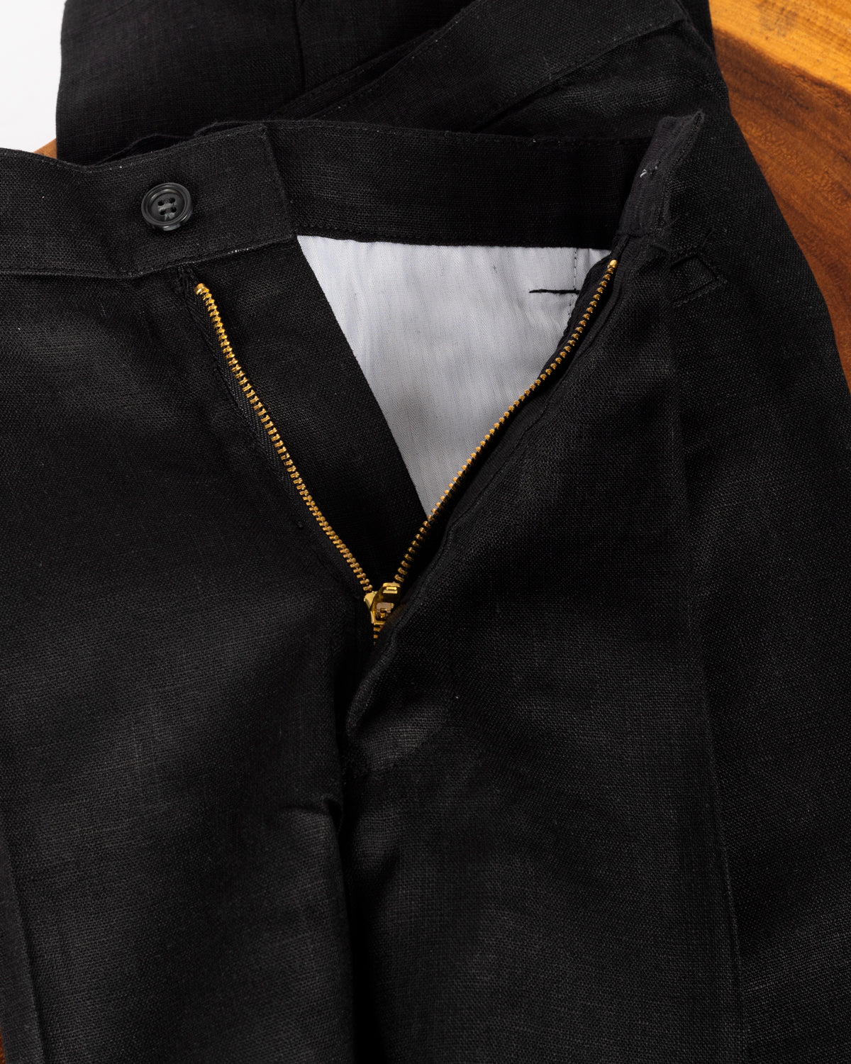 Pantalón Corte Recto 100% Lino Negro