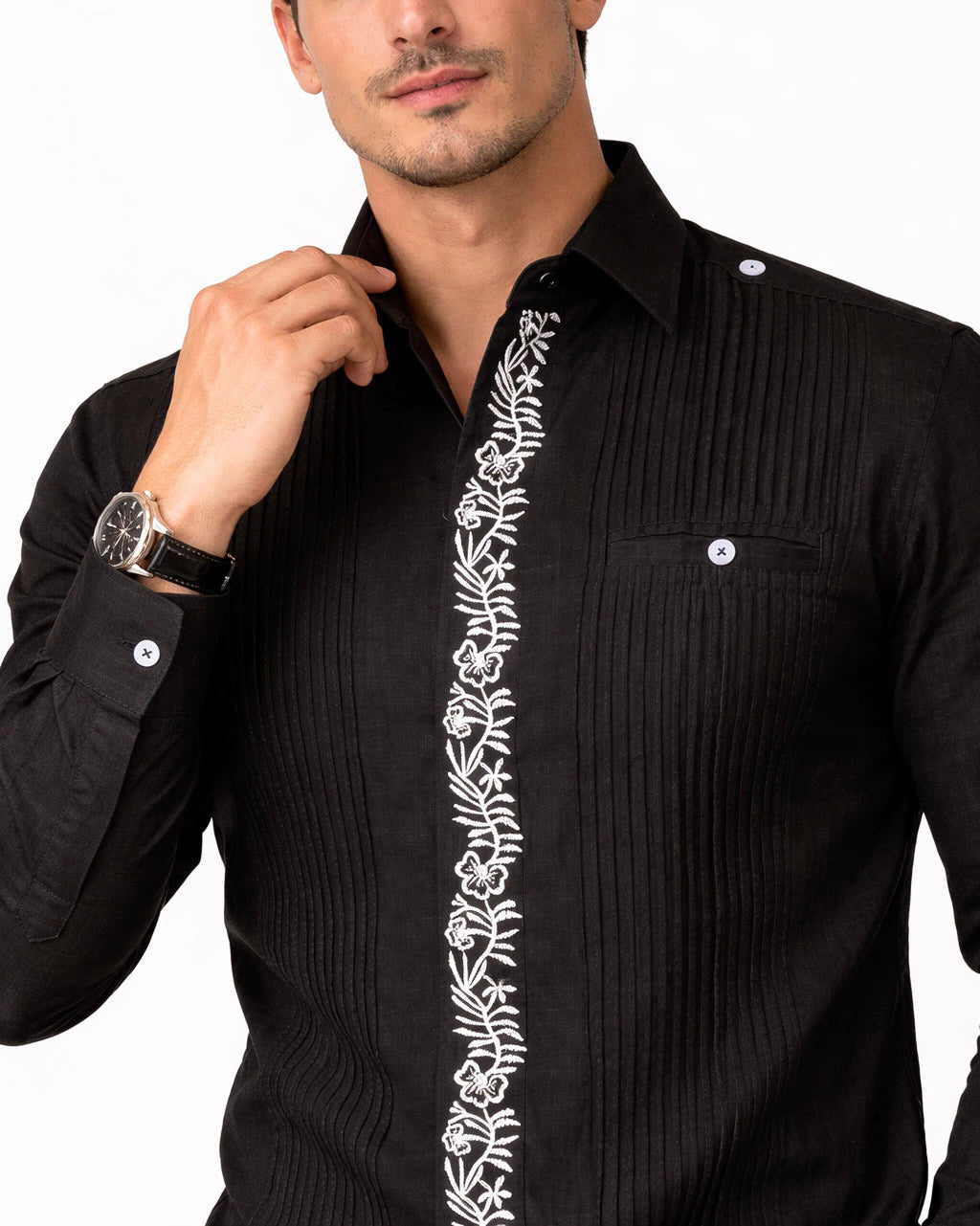Embroidered Yucatecan Guayabera, Ticul Model