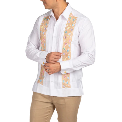 Camisa Guayabera Hombre Bordada En Lino Yucateca Mod Kopoma