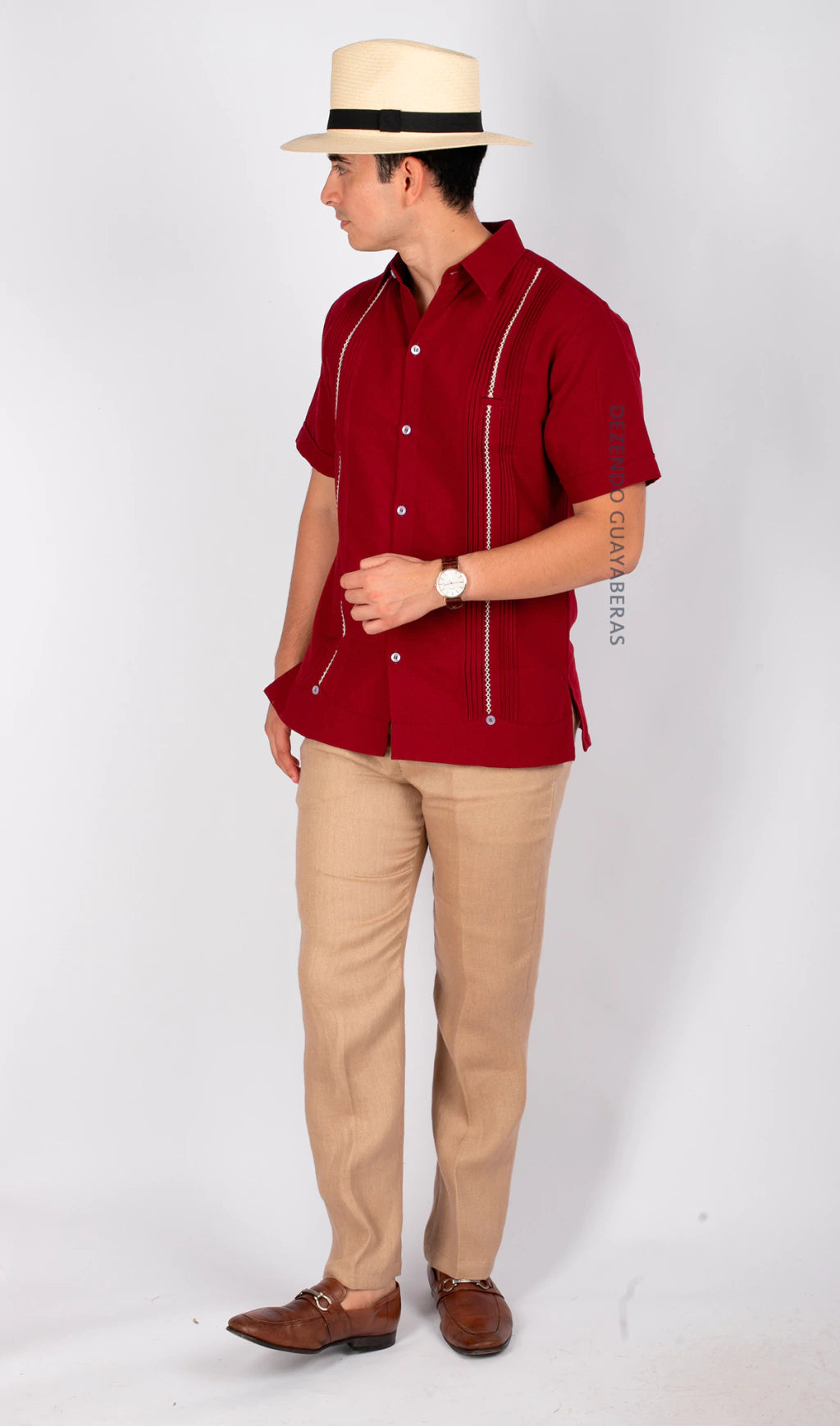 Guayabera Yucateca De Lino Para Hombre Mod. Celestun Mc