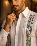 Embroidered Yucatecan Guayabera Model Teya