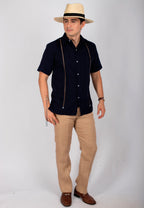 Men's Linen Guayabera Yucateca Shirt Mod. Celestun Short Sleeve