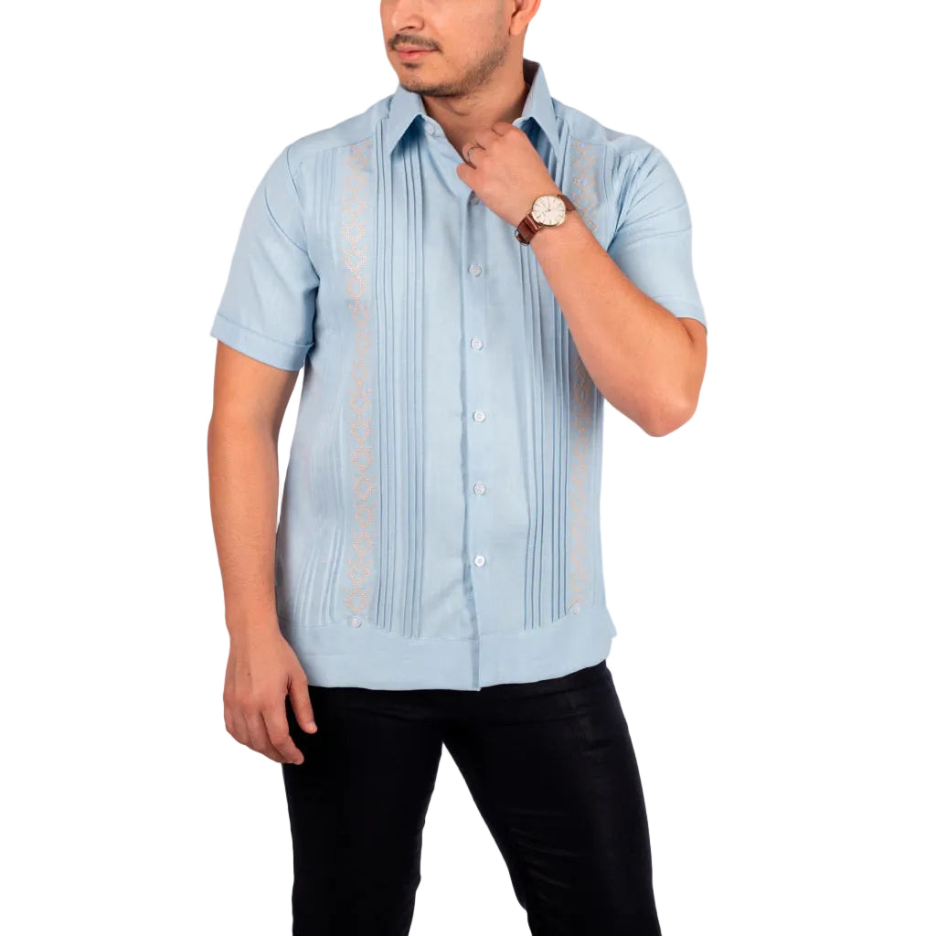 Men's Embroidered Yucatecan Guayabera, Santa Elena Model