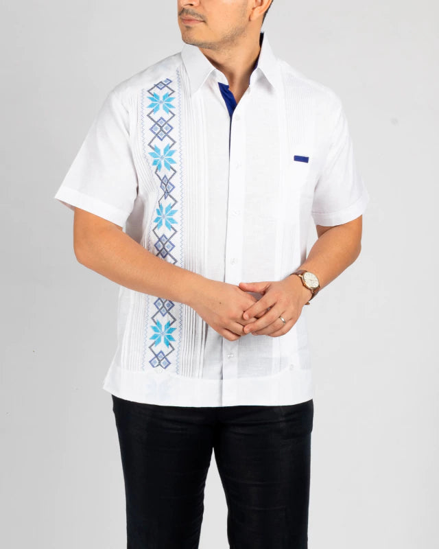 Guayabera Yucateca Bordada En Manga Corta Mod. Izamal