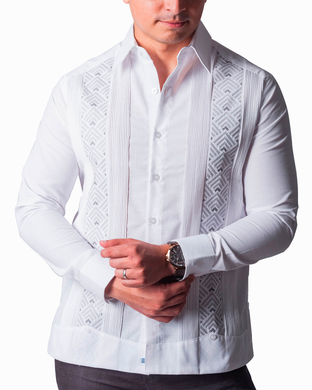 Embroidered Guayabera with Cross-Stitch, Opichén Model