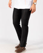 Pantalón Corte Recto 100% Lino Negro