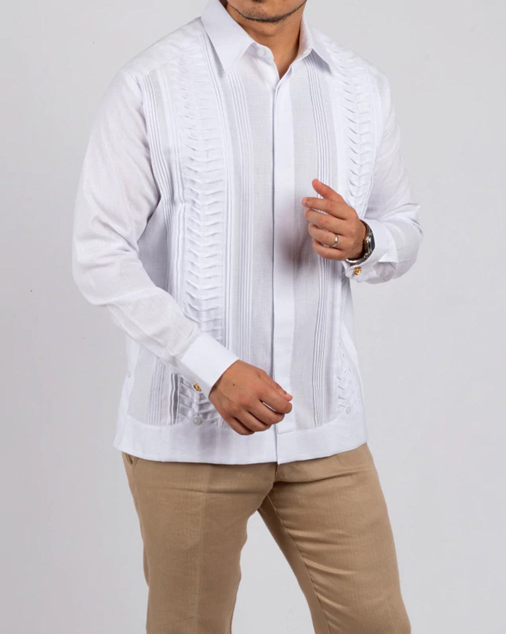 Guayabera Mod. Hoctún En Alforzado De Cola De Ratón