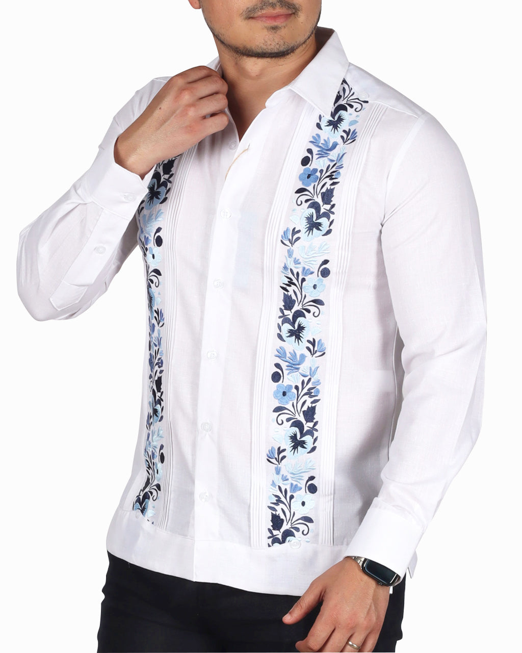 Yucatecan Guayabera with double embroidery Hummingbird Model