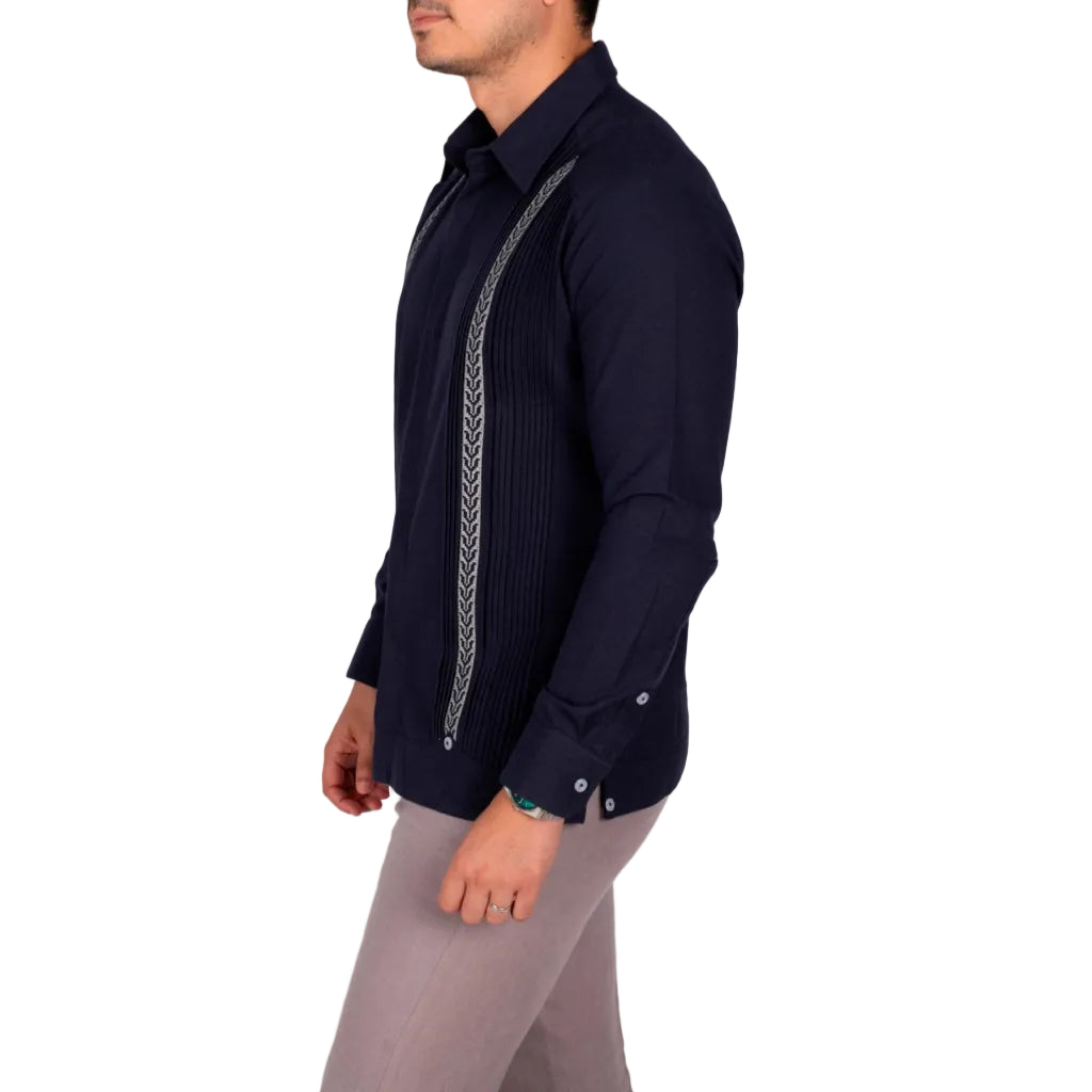 Yucatecan Guayabera with Cross-Stitch Embroidery, Colotmul Model