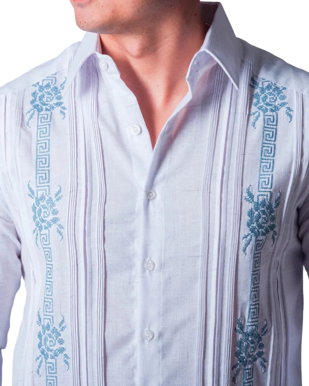 Yucatan Guayabera with Hand-Embroidered Dzan Design