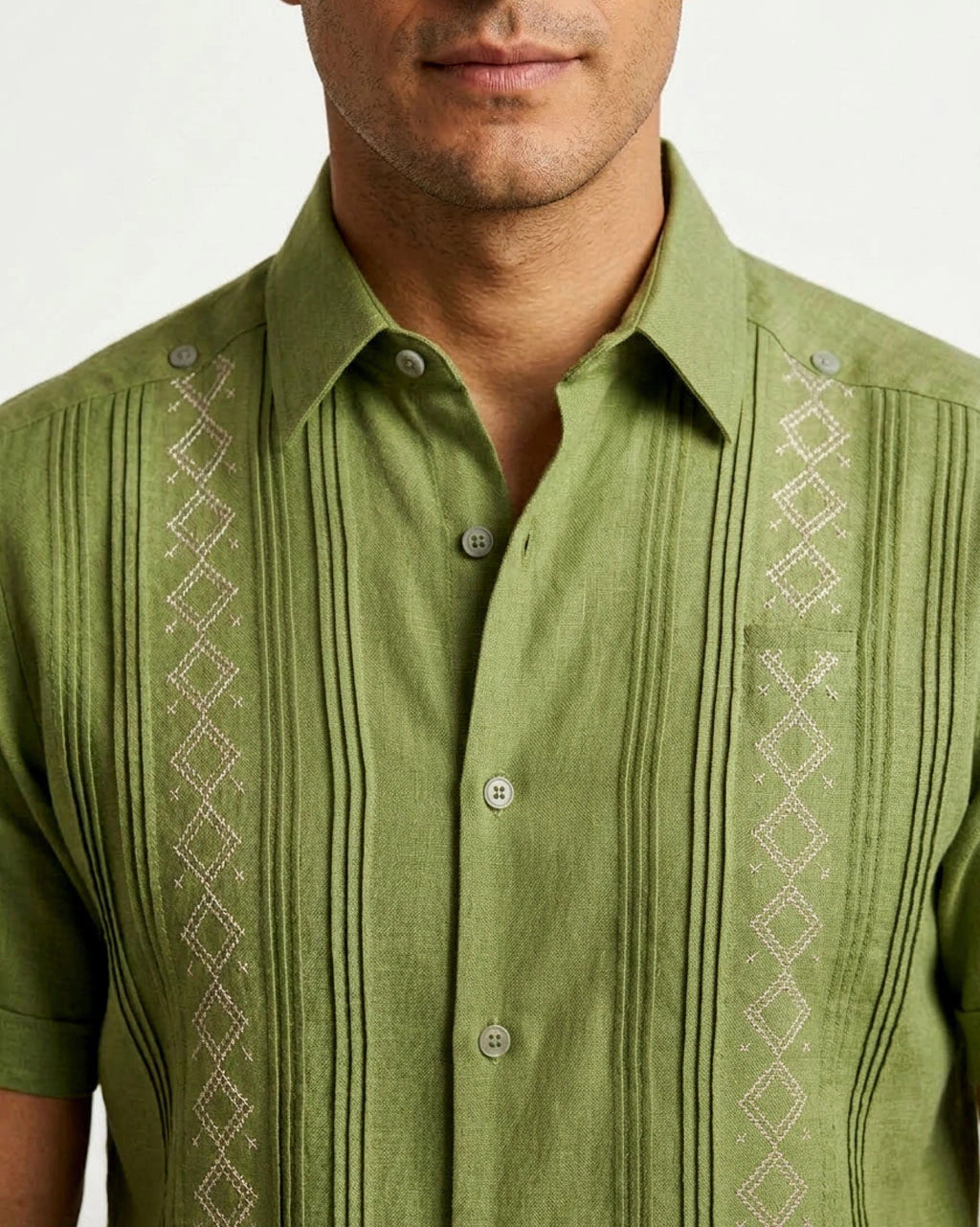 Yucatan Men's Embroidered Guayabera, Santa Elena Model