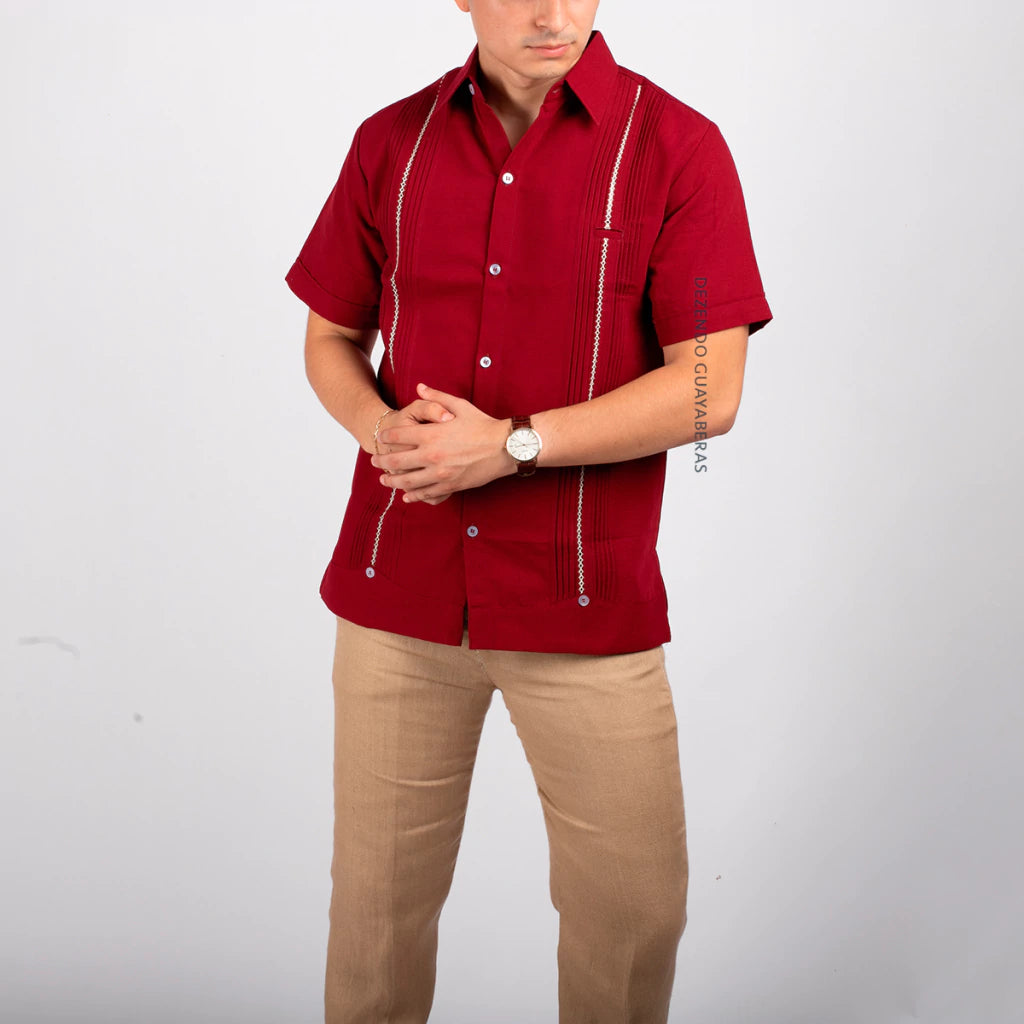 Guayabera Yucateca De Lino Para Hombre Mod. Celestun Mc