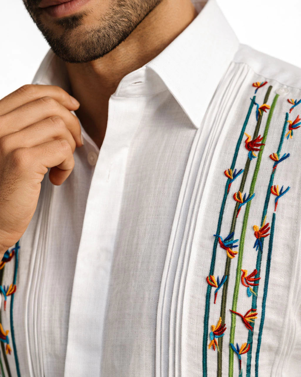 Embroidered Yucatecan Guayabera Model Teya