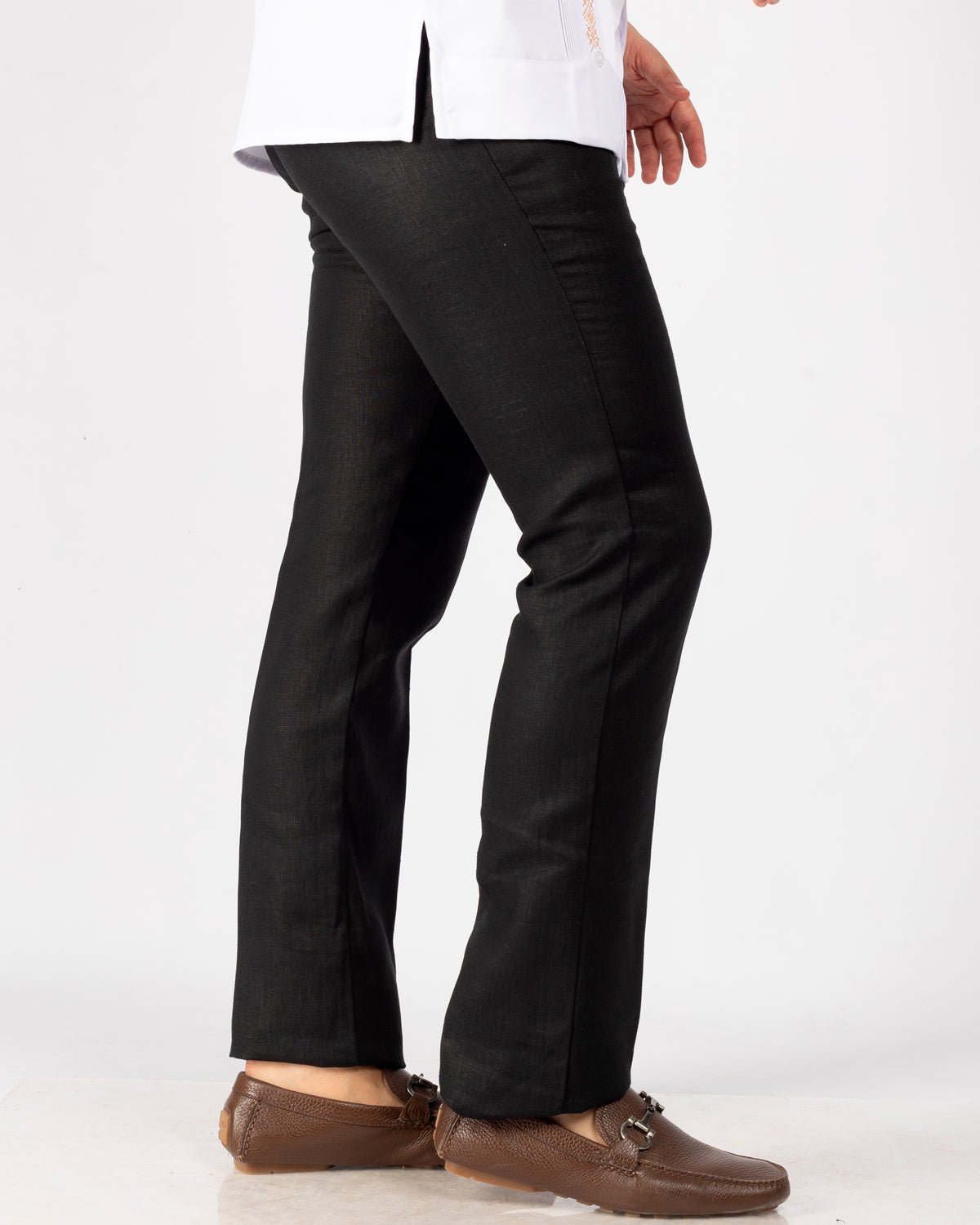 Pantalón Corte Recto 100% Lino Negro