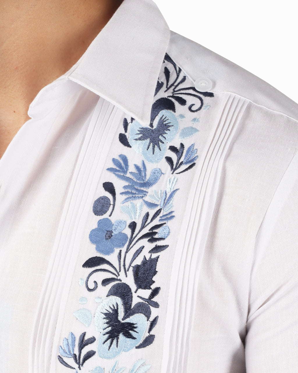 Yucatecan Guayabera with double embroidery Hummingbird Model