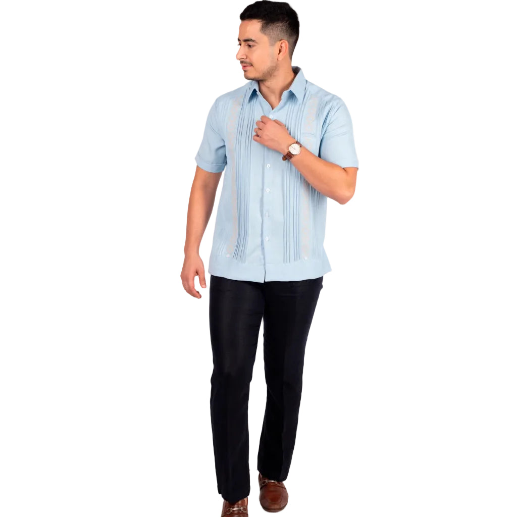 Men's Embroidered Yucatecan Guayabera, Santa Elena Model