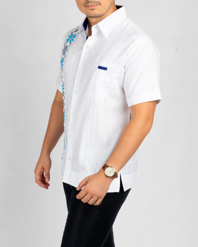 Guayabera Yucateca Bordada En Manga Corta Mod. Izamal
