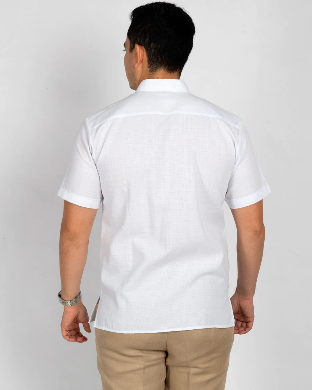 Yucatan Linen Guayabera Shirt with Mandarin Collar - Chapap Model