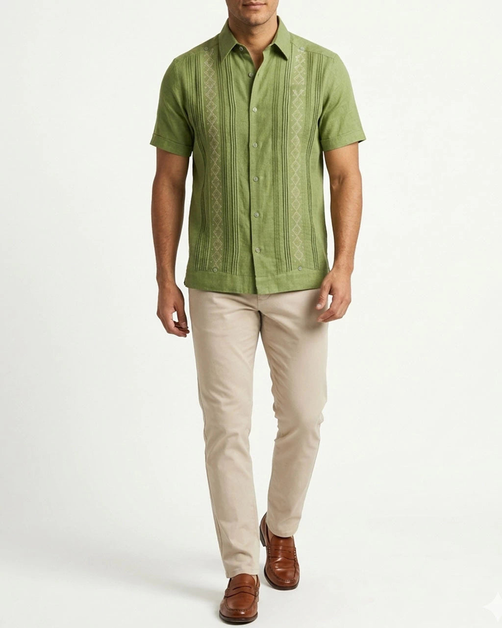 Yucatan Men's Embroidered Guayabera, Santa Elena Model