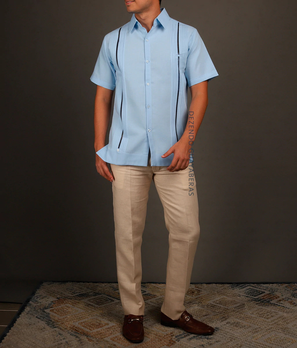 Men's Yucatecan Linen Guayabera Shirt Mod. Celestun Mc