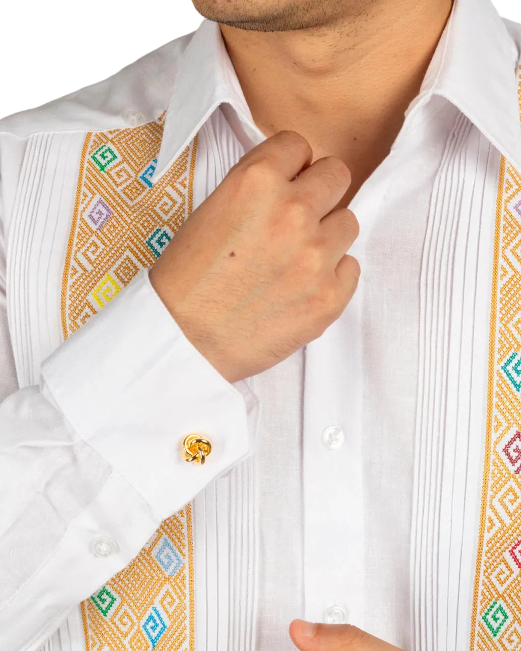 Men's Embroidered Linen Guayabera Shirt Yucatecan Mod Kopoma
