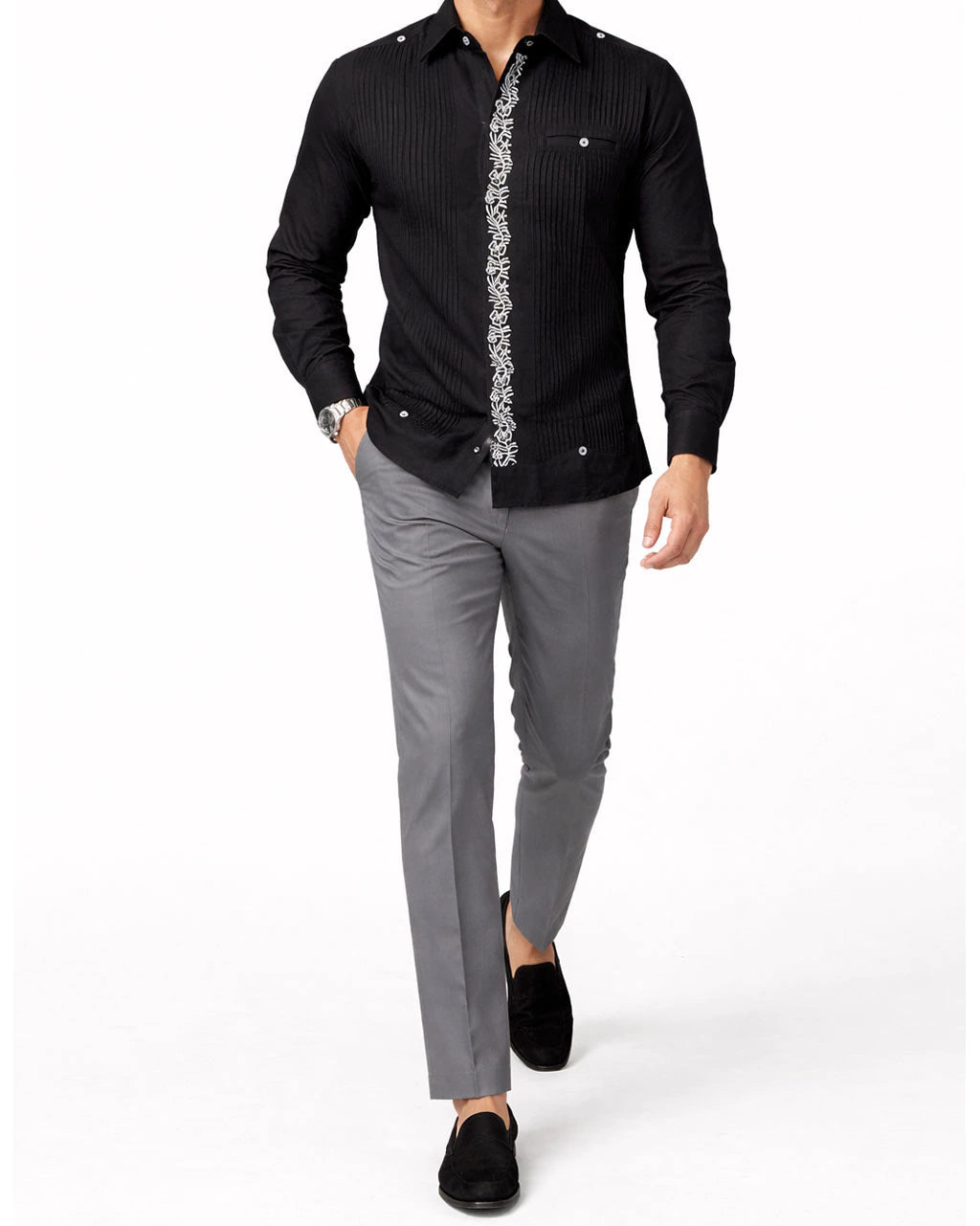 Embroidered Yucatecan Guayabera, Ticul Model
