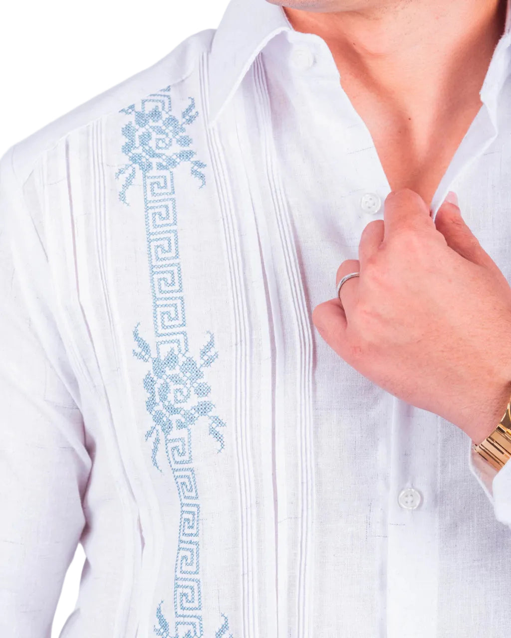 Yucatan Guayabera with Hand-Embroidered Dzan Design