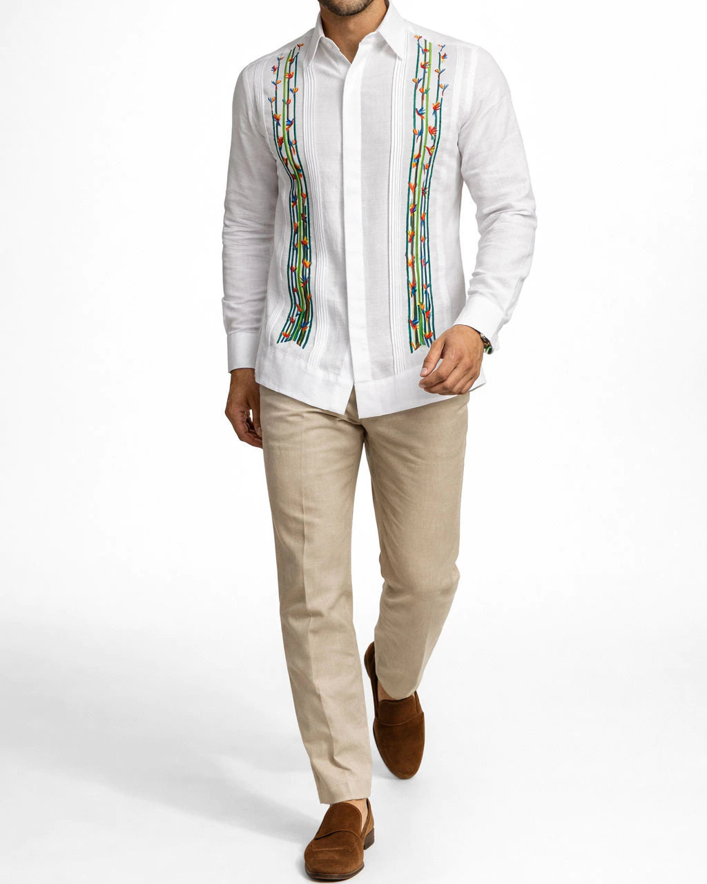 Embroidered Yucatecan Guayabera Model Teya