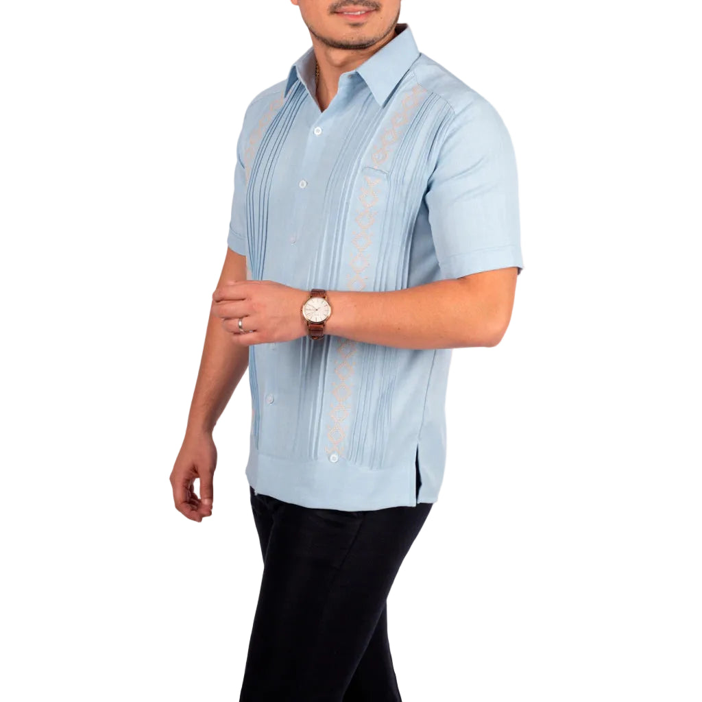 Men's Embroidered Yucatecan Guayabera, Santa Elena Model