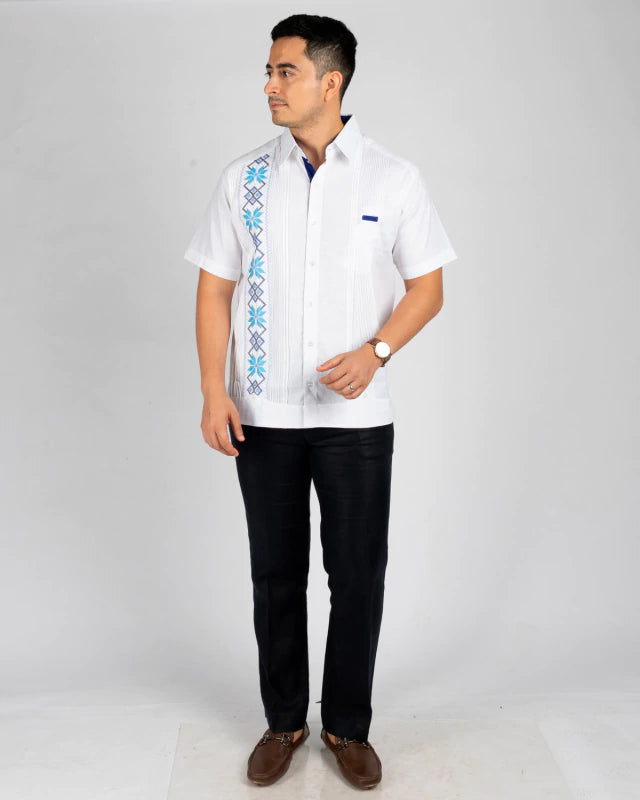 Guayabera Yucateca Bordada En Manga Corta Mod. Izamal