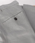 Light Gray 100% Linen Straight-Leg Trousers