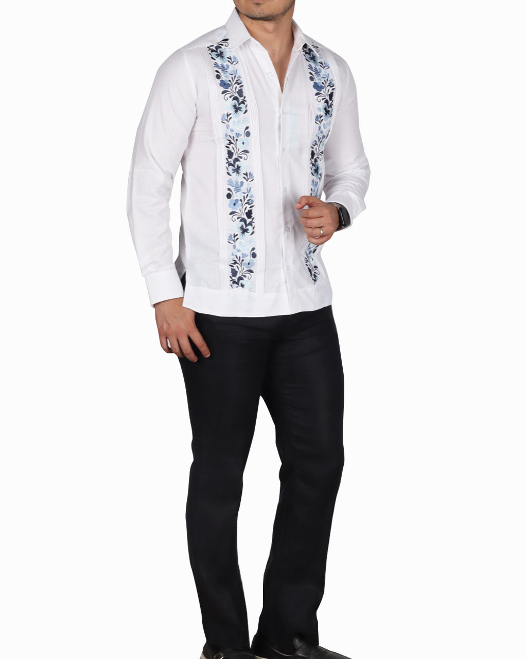 Yucatecan Guayabera with double embroidery Hummingbird Model