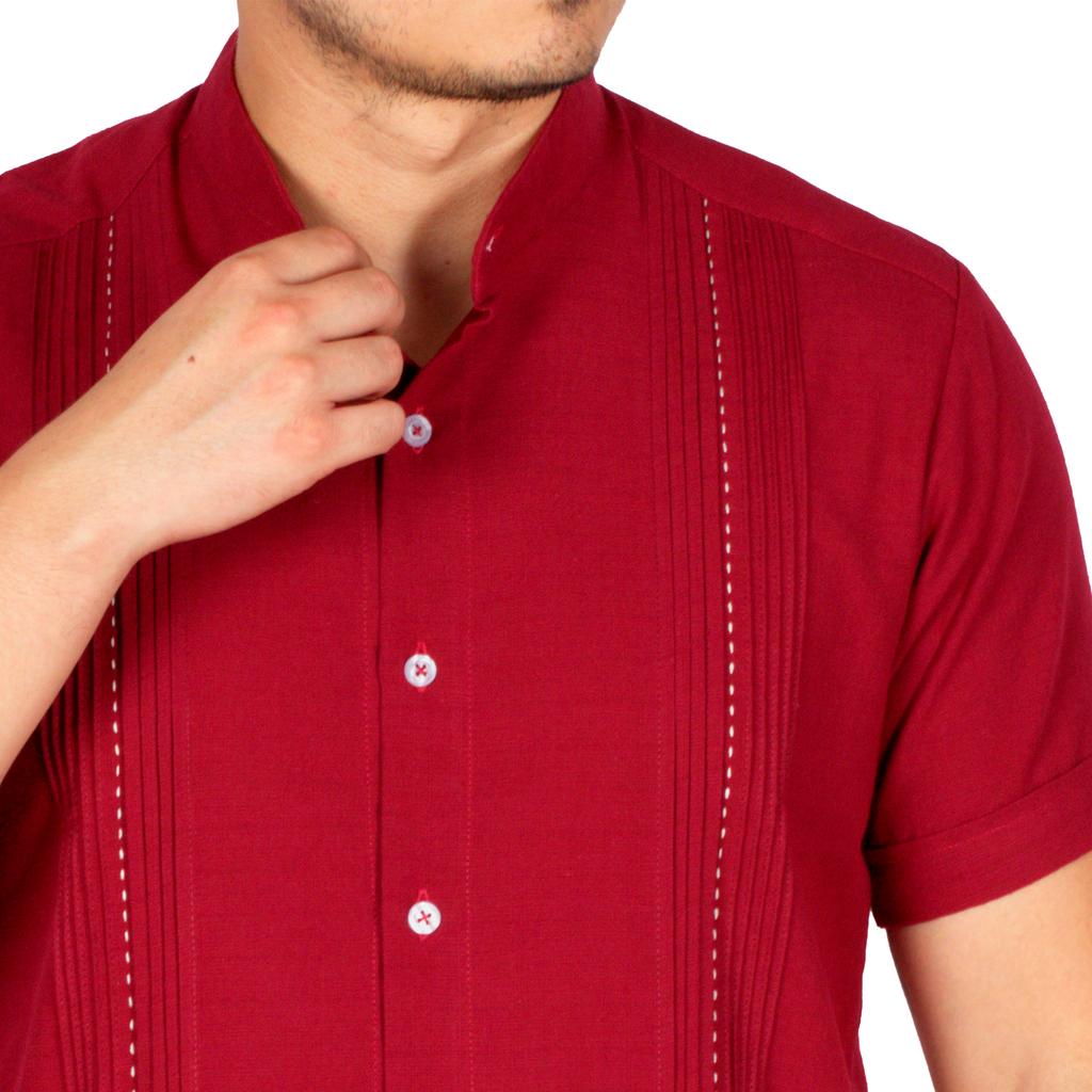 Yucatan Linen Guayabera Shirt with Mandarin Collar - Chapap Model