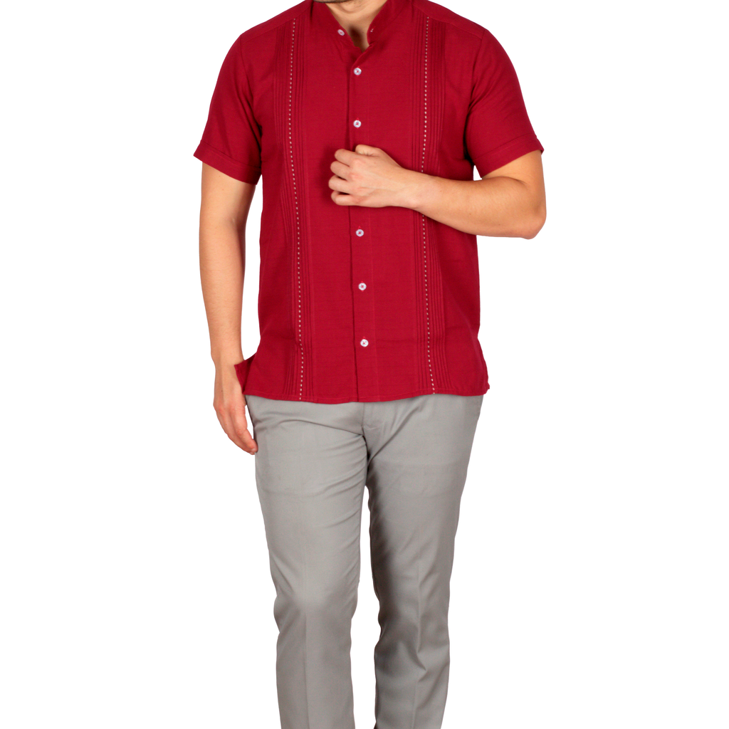 Yucatan Linen Guayabera Shirt with Mandarin Collar - Chapap Model