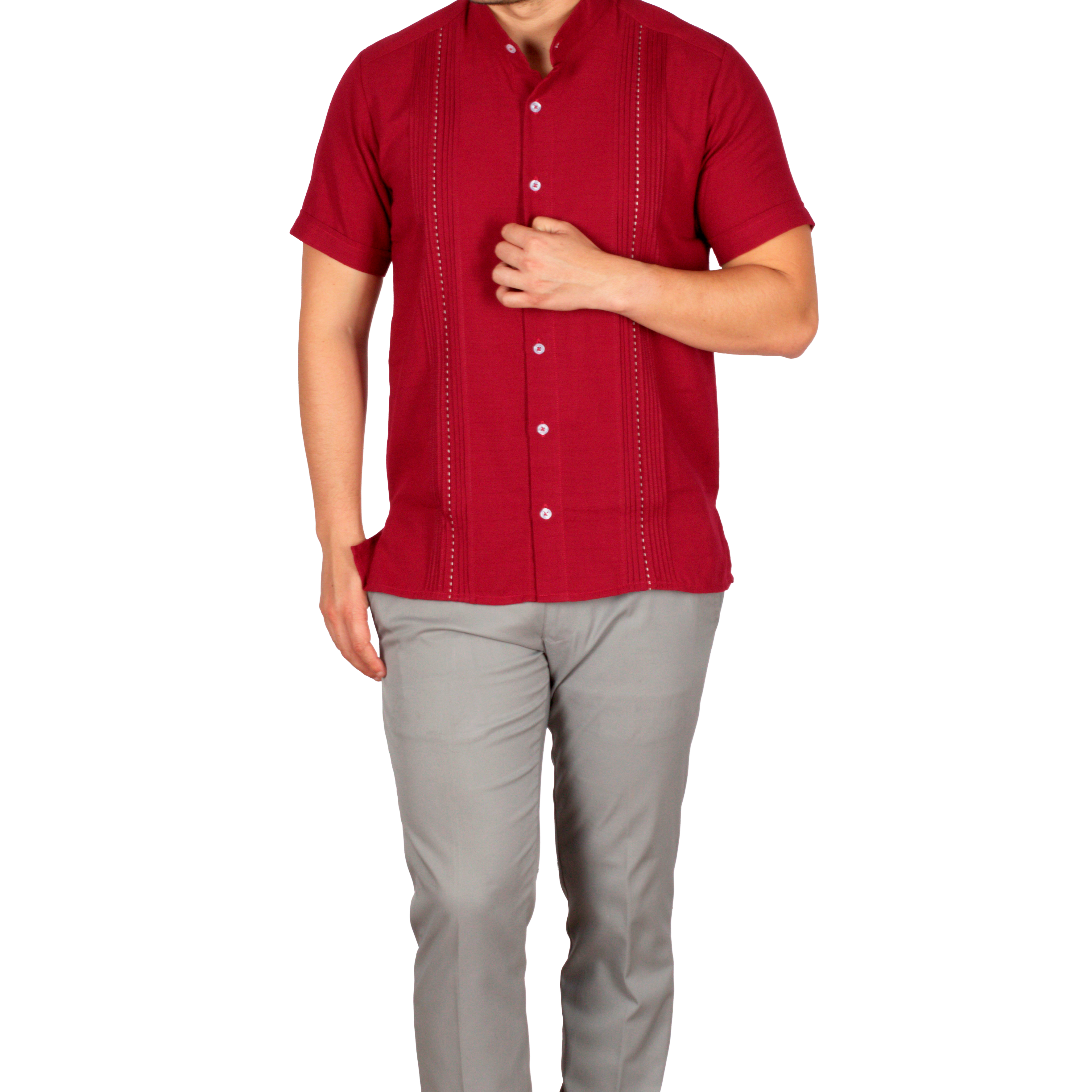 Yucatan Linen Guayabera Shirt with Mandarin Collar - Chapap Model