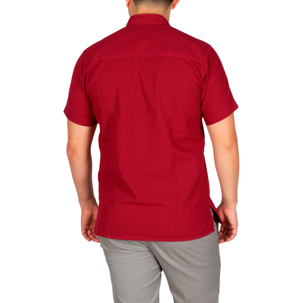 Yucatan Linen Guayabera Shirt with Mandarin Collar - Chapap Model