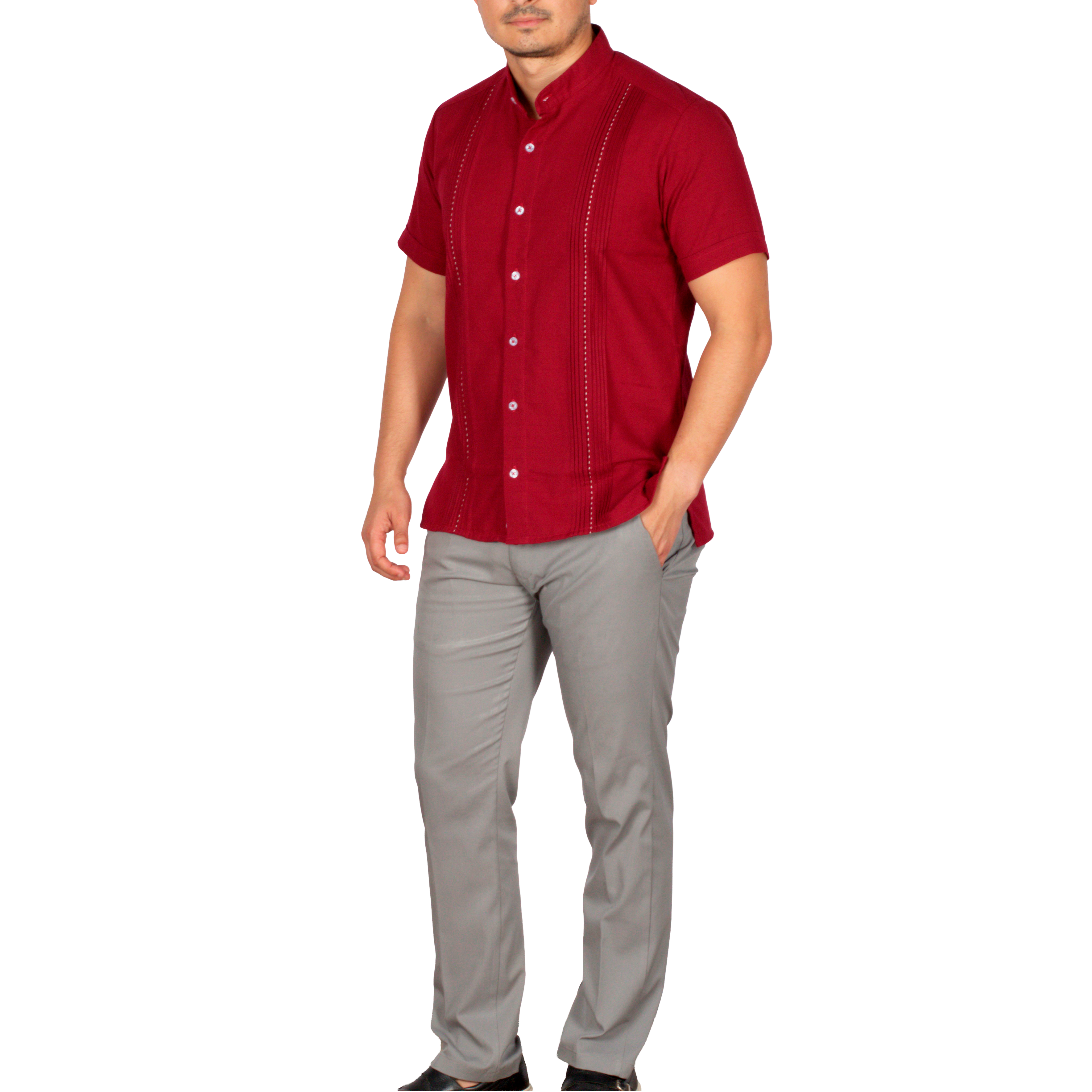 Yucatan Linen Guayabera Shirt with Mandarin Collar - Chapap Model