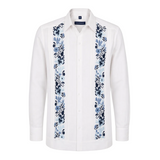 Yucatecan Guayabera with double embroidery Hummingbird Model